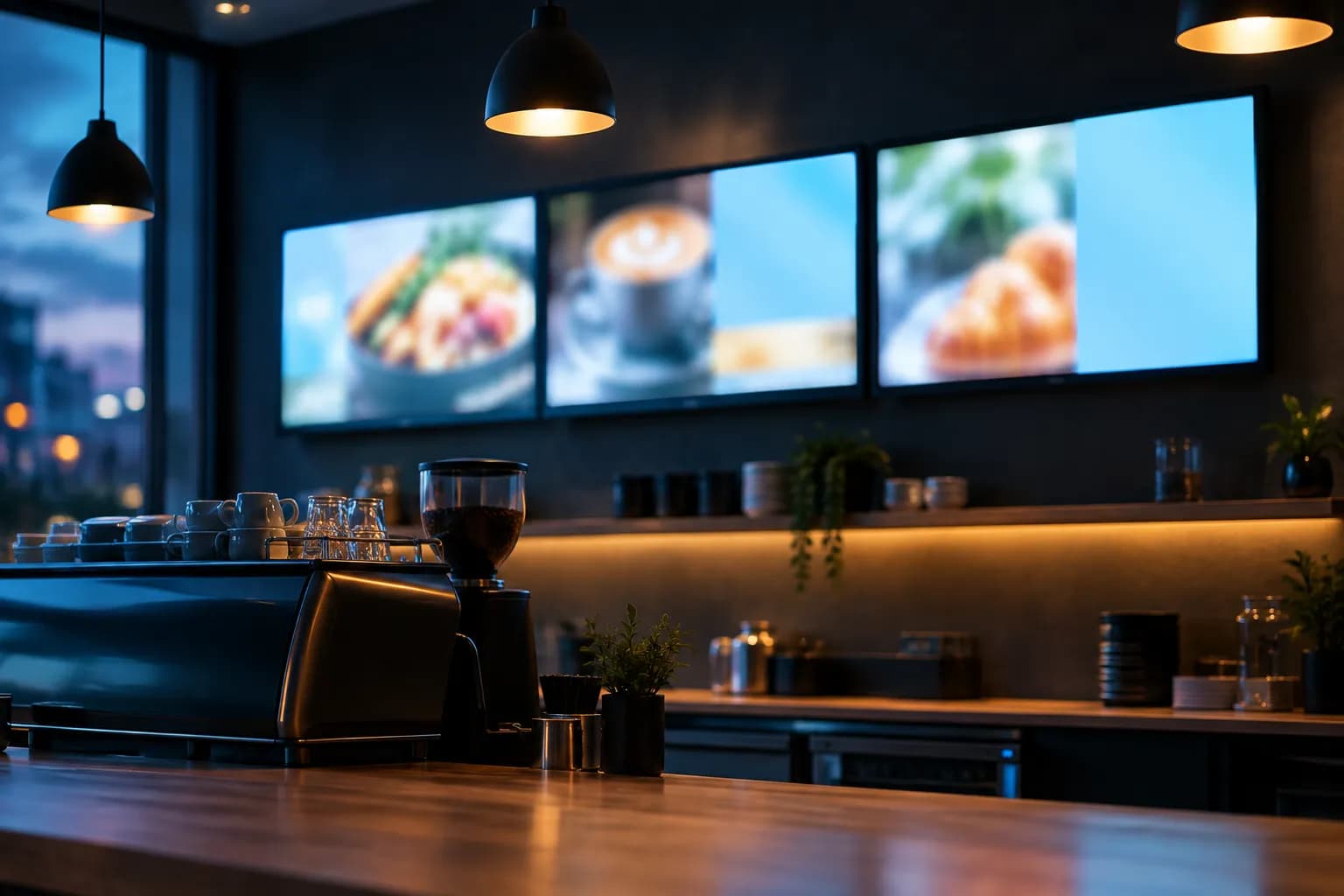 DigitalSign menu screens running in a café